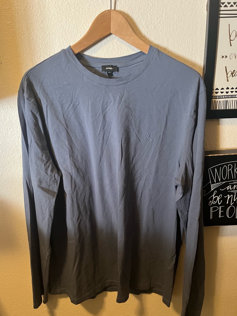 Express Long Sleeve Crewneck Shirt in Slate Blue